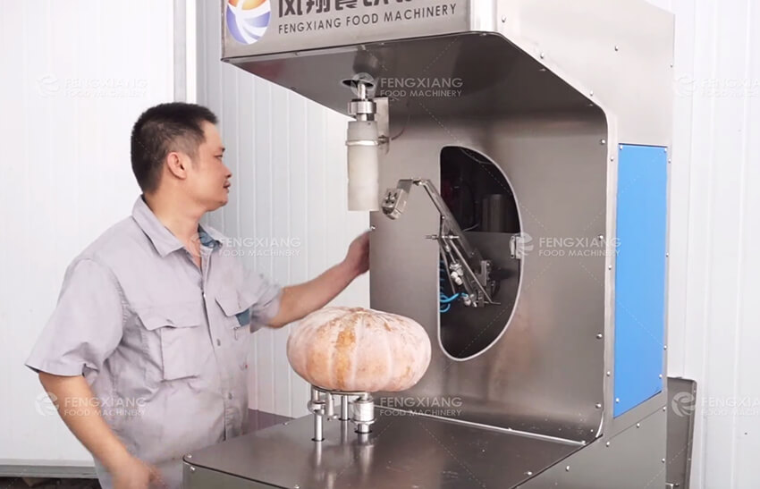 全自动扁南瓜削皮机_碟形磨盘南瓜仿形去皮设备-福马食品机械